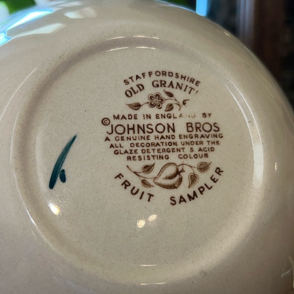 Vintage Johnson Bros Fruit Sampler Bowl Set Staffordshire Old Granite England - Picture 4 of 10